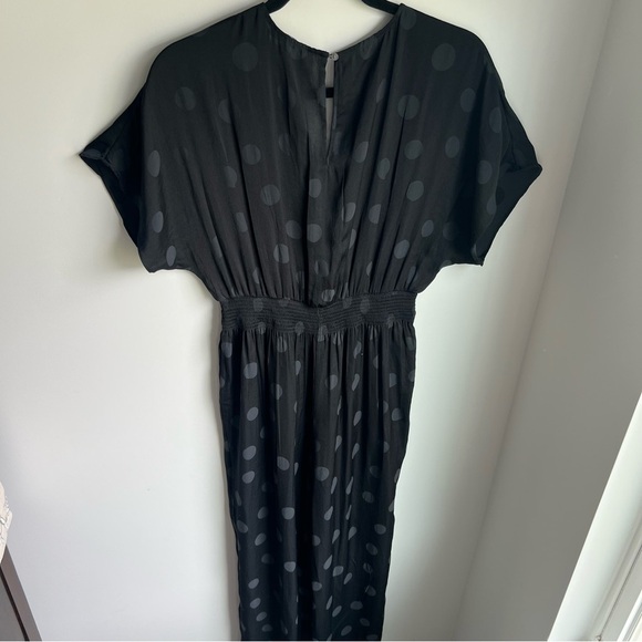 EUC Madewell Black Polka Dot Wrap Front Smock Waist Jumpsuit - Small - Picture 10 of 13